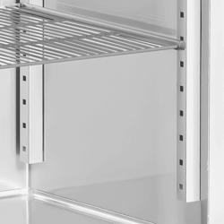 Pakastinkaappi Ruostumaton teräs ECO - 740 mm - 352 l - -22…-18 °C - mitat 1 ovi - digitaalinen termostaatti, automaattinen sulatus, kiertoilmajäähdytys, R290, lukittava, 4 pyörää - Musta etupaneeli