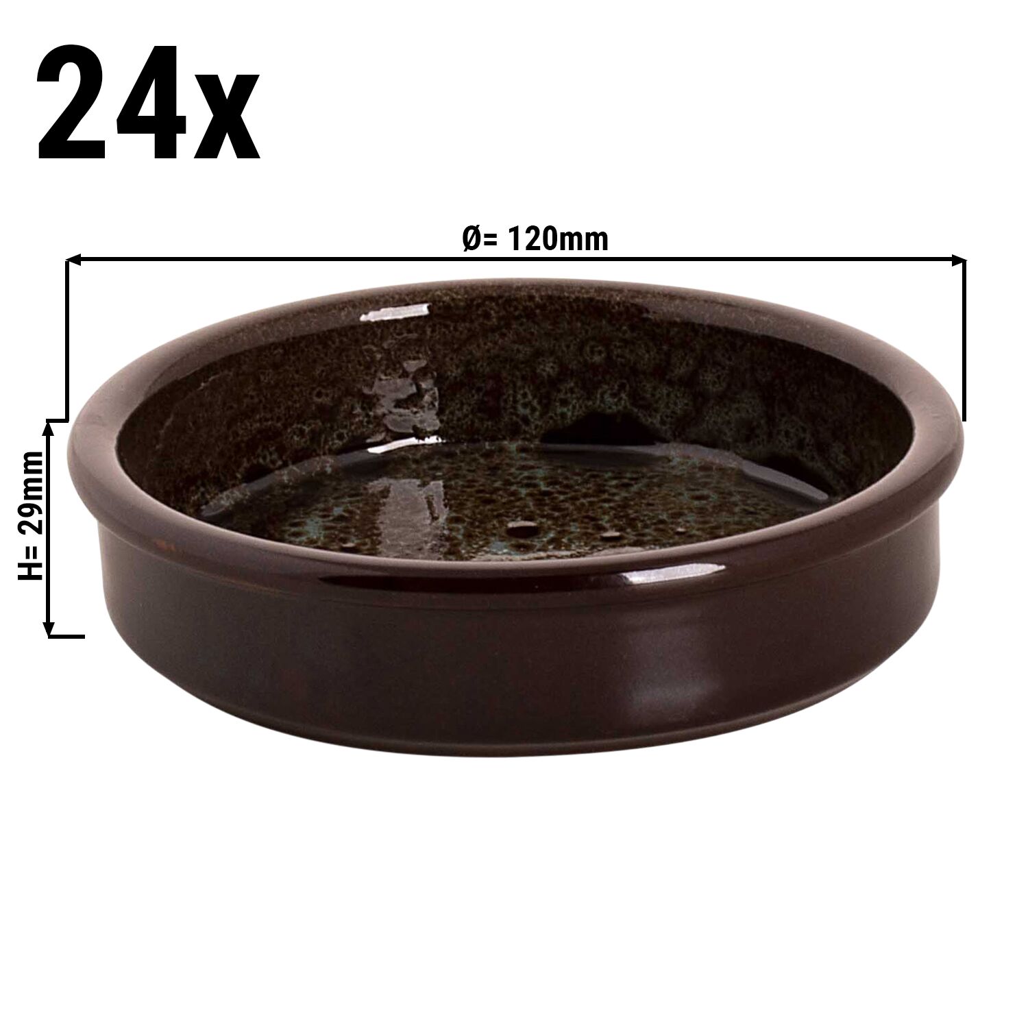 (24 pcs) TURKEY - Plat à four - Ø 120mm - Marron / Bleu