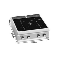 Réchaud vitrocéramique à poser - 16kW - 4 foyers infrarouges