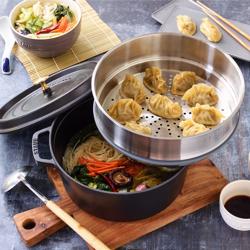 STAUB | LA COCOTTE - Kookpot met stoominzet - Ø 260mm - Gietijzer - Grafietgrijs