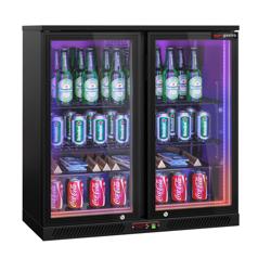 Barkoelkast - 900mm - 220 Liter - met 2 glazen klapdeuren - zwart