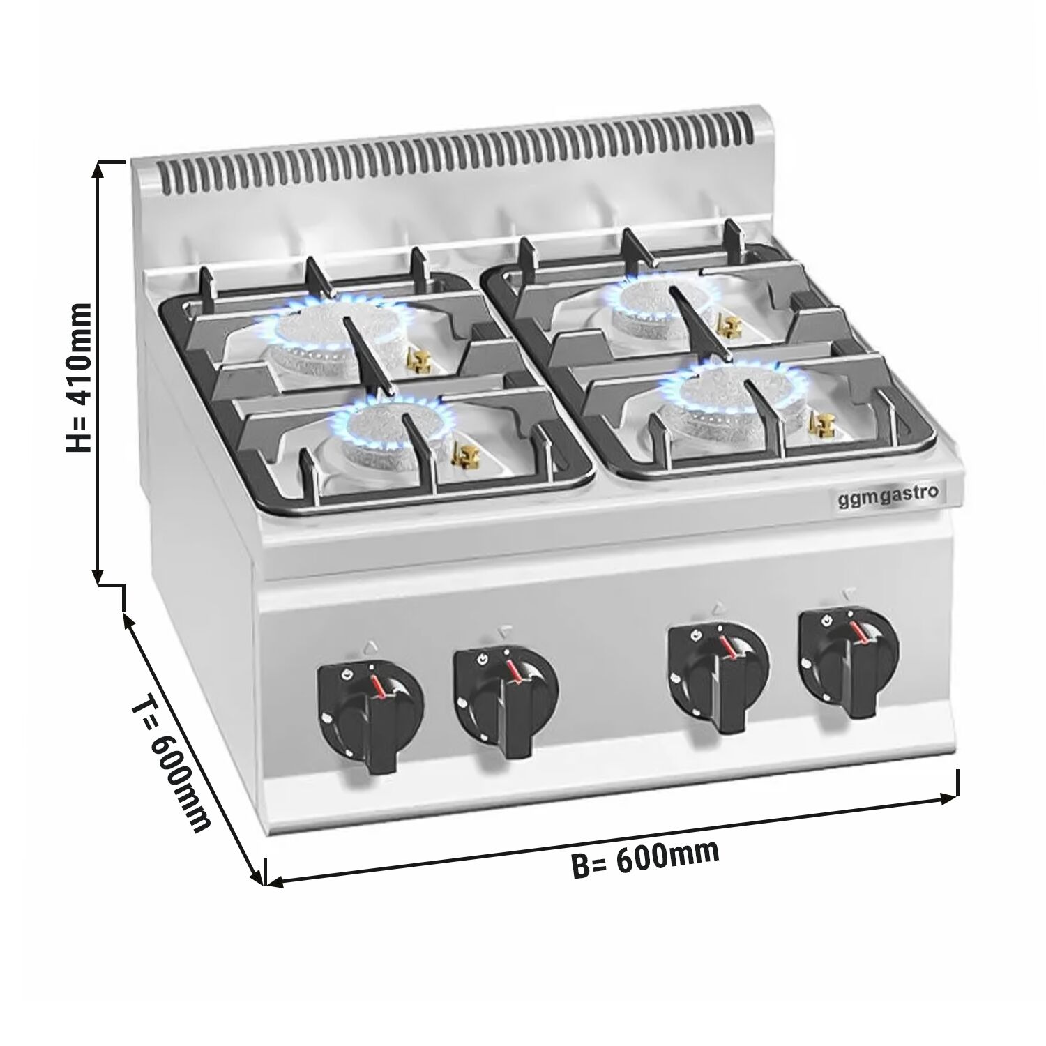 Fourneau à gaz – 19 kW – 4 brûleurs