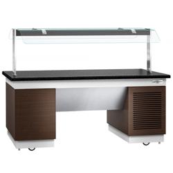 Refrigerated Buffet Display DUBLIN - 2000mm - with Refrigerated Frost Top + Flat Glass Sneeze Guard - on Castors