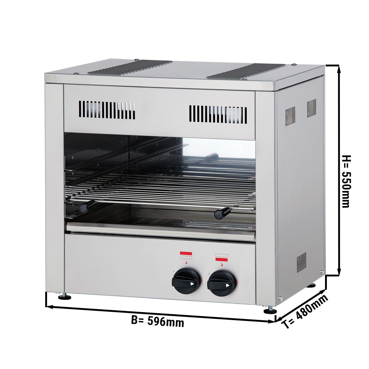 Gas Pita Oven / Salamander INFRAROOD - 3,3 kW - 2 branders
