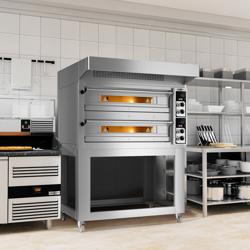 (2×) Commercial Double-Deck Electric Pizza Oven Manual ANTONIO – 9+9 Ø33 cm each - 400°C - 22.4 kW - Hood & Stand