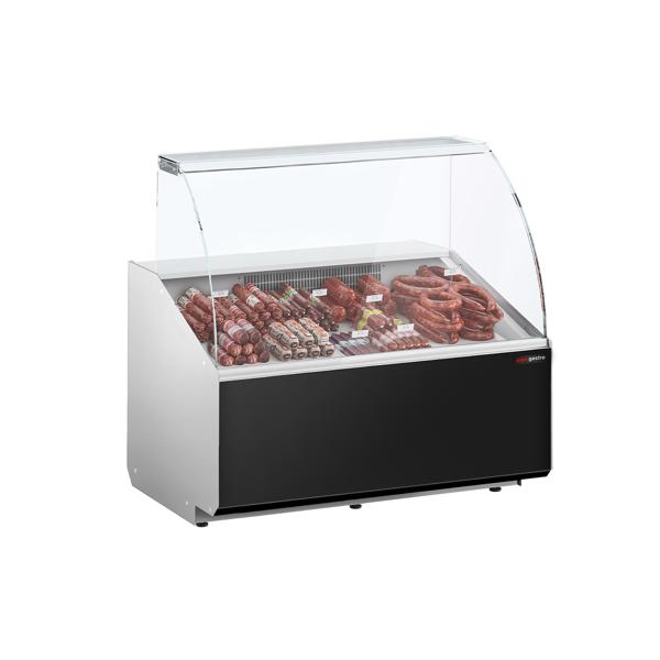 Banco gastronomia professionale - 944x979mm - 200 L - 4 lati vetro - Pannello frontale Nero RAL9017