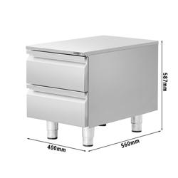 Caisson à tiroirs - Acier inoxydable - Professionnel - avec 2 tiroirs - 400x560mm