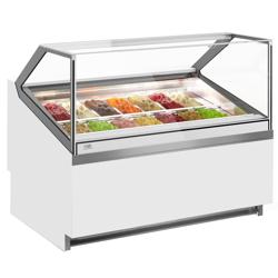 Ice Cream Serve Over Counter | IVY - 1292mm - with LED lighting - for 14 x 5 litres Napoli pans - Ventilated cooling - White