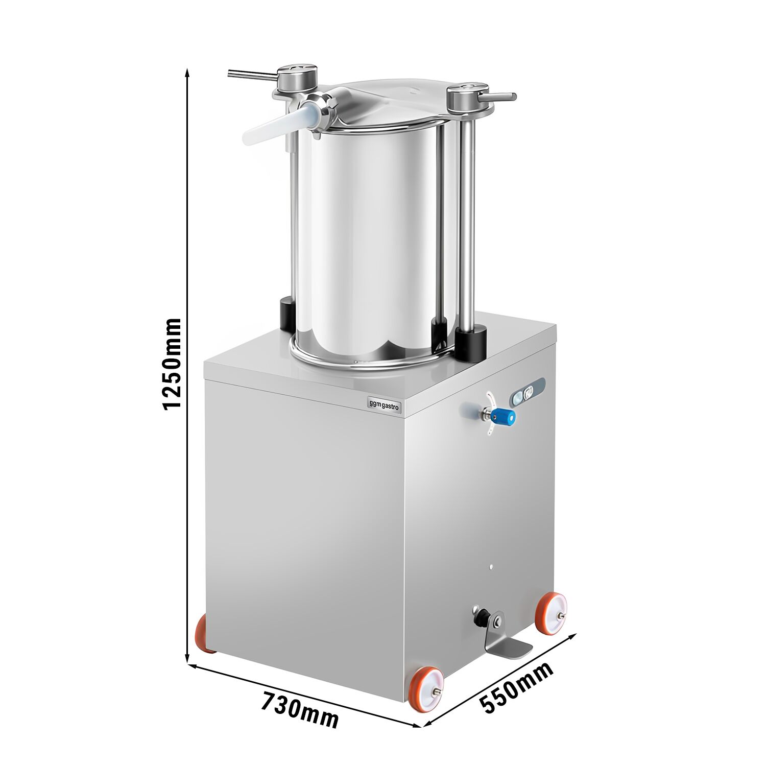 Insaccatrice per salumi idraulica verticale - 50L - 560W - acciaio inox - con 4 imbuti insaccatori