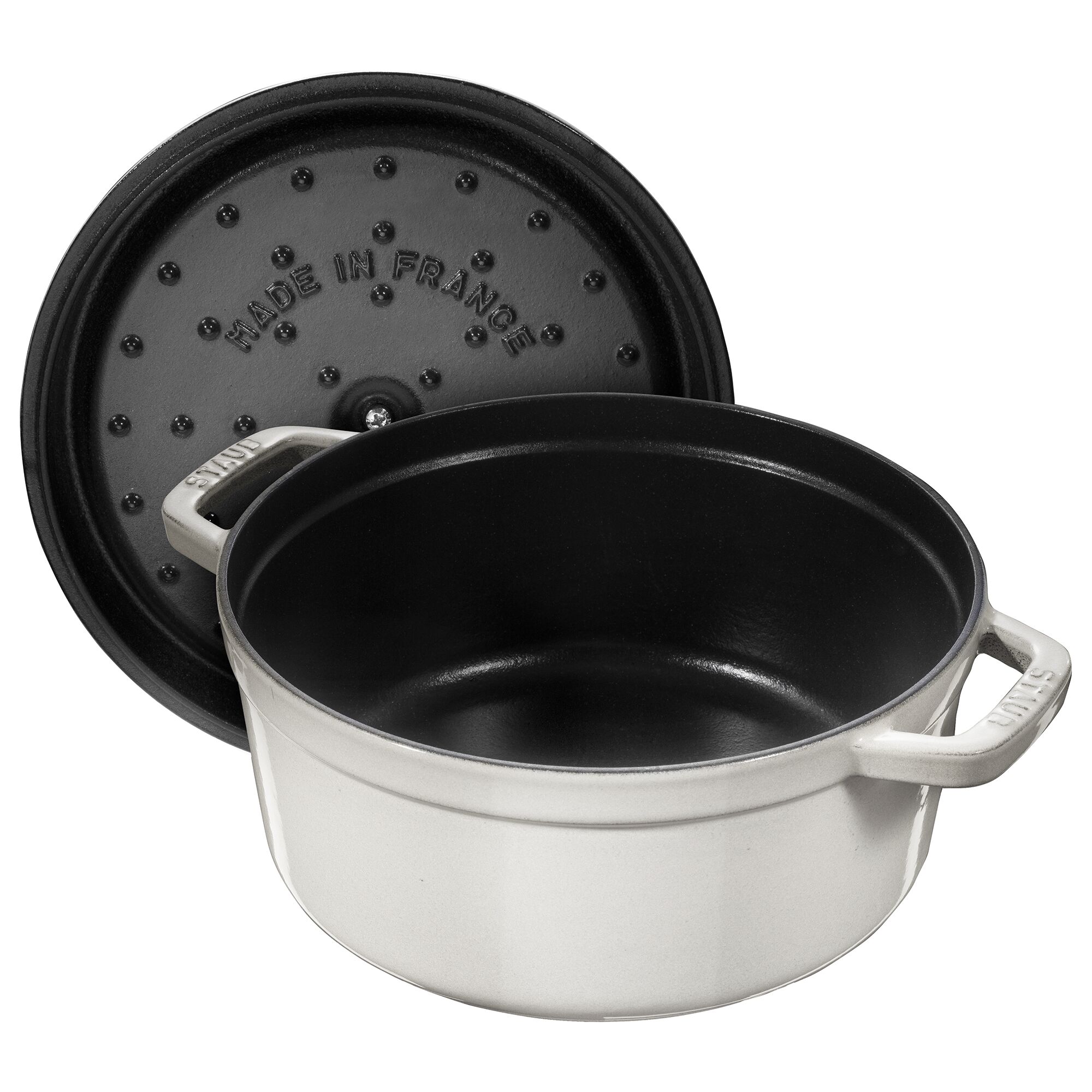 STAUB | Cocotte Round Enamelled Cast Iron Casserole Dish – Ø 180 mm – White Truffle