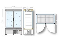 Panoramische koelvitrine - 935 liter - 1320mm - 2-deurs - met 10 schappen - zilver