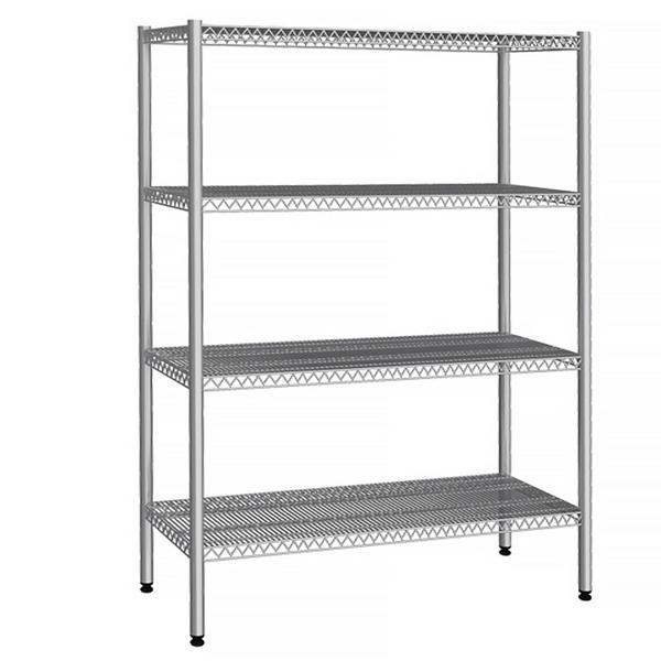 Regal od nehrđajućeg čelika (inox) - 1380x400 mm - s 4 podesivim policama - Nosivost: 60 kg po polici