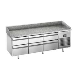 Pizzawerkbank PREMIUM PLUS - 1980x700mm - met granieten werkblad - met 1 deur & 6 laden
