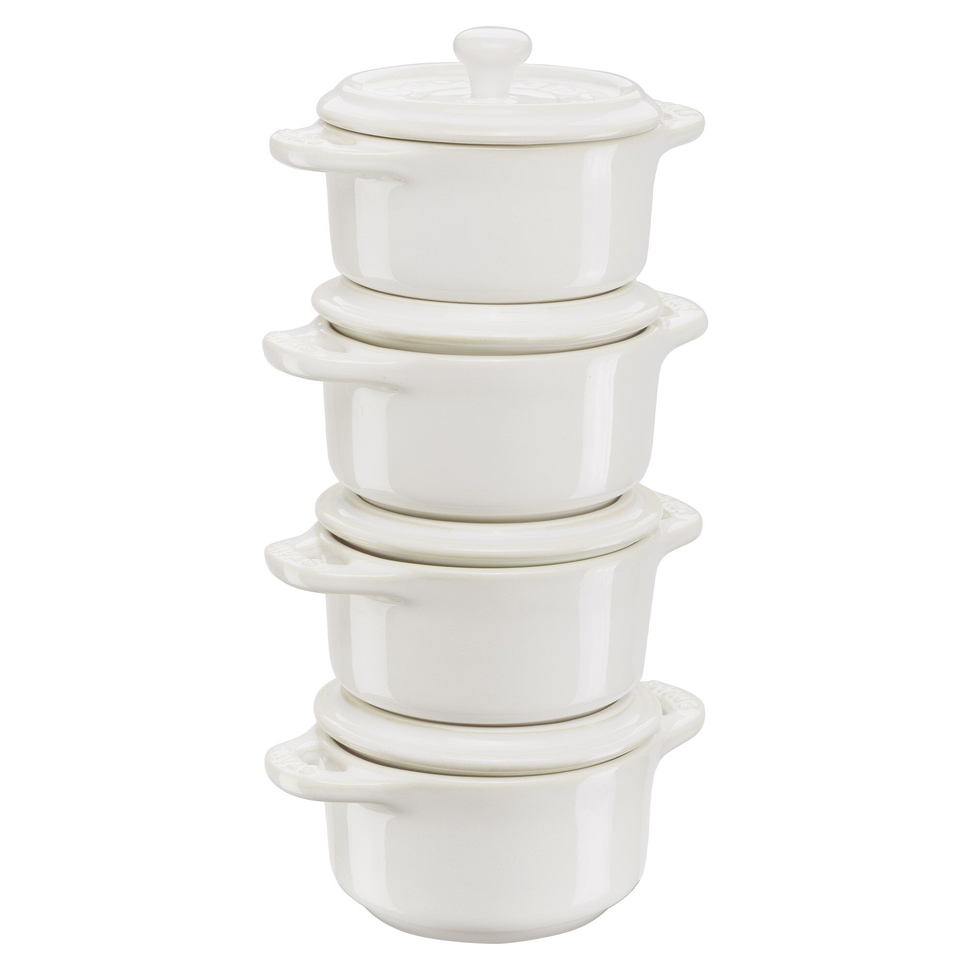 STAUB | CERAMIQUE - Set de cocottes - 4 pièces - Ø 100mm - Céramique - Ivoire-Blanc