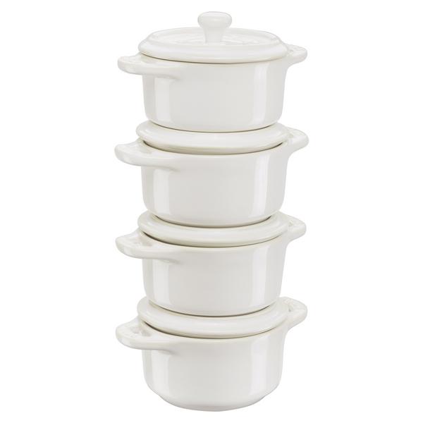 STAUB | CERAMIQUE - Cocotte - Ø 100 mm - ست قابلمه سرامیکی - 4 عدد - سفید عاج فیلی