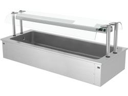 Commercial built-in ice well - 2100 mm - 6 x GN 1/1 - with glass sneeze guard