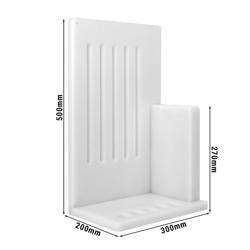 Messenhouder (voor 5 messen en 2 messenslijpmachines) - polyethyleen - 301x501x202mm - Wit