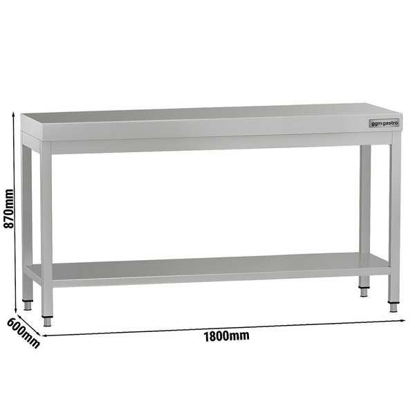 Mesa de trabalho ECO - em Aço inoxidável - 1,8 m - com base