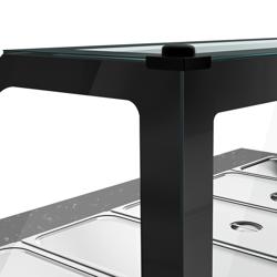 Buffet caliente TORONTO - 800mm - frontal de madera - para 2x GN 1/1 - encimera de granito negro