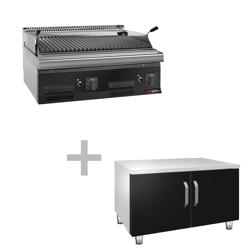 Lavastensgrill gas (14 kW) - lutbart grillgaller inkl. underrede | gasgrill | stengrill | lavastenar | bordsgrill | hotell och restaurang