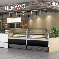 Vitrine à glace NOLAN – 1730 mm – ventilation par air pulsé – pour 18 bacs de 5 L – Noir