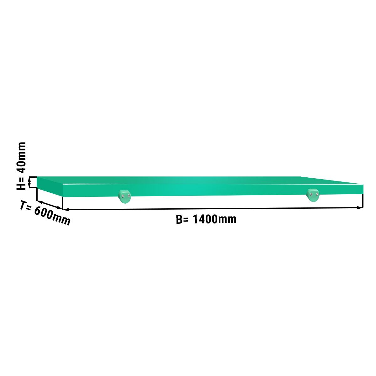 Planche à découper pour table de travail - 1400x600 mm - Conforme HACCP - Verte