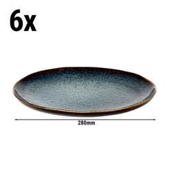 (6 stycken) ECCENTRIC - platta tallrikar - Ø 280mm - bensinblå