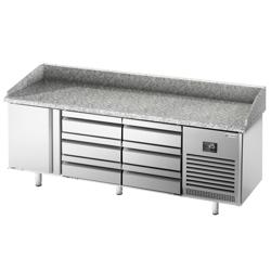 Pizzawerkbank PREMIUM PLUS - 1980x700mm - met granieten werkblad - met 1 deur & 6 laden