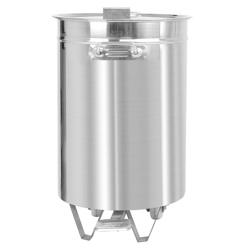 Commercial Waste bin - Pedal bin - 75L - 450x450x520mm - with foot pedal; slow-closing lid; wheels & handles - Stainless steel
