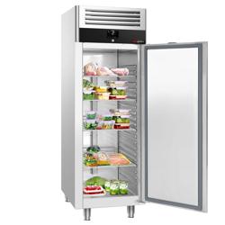 Koelkast RVS PREMIUM - GN 1/1 - GN 2/1 - 686mm - 600liter - tot +10°C - met 1 deur - geforceerde koeling, LED-verlichting, slot & omkeerbare deur