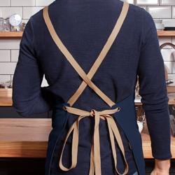 (6 pieces) KARLOWSKY | Adjustable Cross-Back Bib Apron Urban Nature – Steel Blue - 700×850 mm