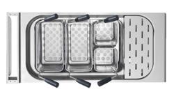 Pastakorg-set - 2x GN 1/3 & 2x GN 1/6 - 200 mm höga - 145x145 mm (1/6) - 290x160 mm (1/3) - rostfritt stål - plastgrepp - för pastakokare - passar till GNB499E, GNB899E, ENB499P