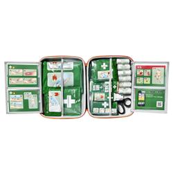 Zestaw do opatrywania oparzeń - z 1 żelem 100ml, opatrunki żelowe 30x40cm/2x20x20cm/4x10x10cm - nożyczki, 6 bandaży elastycznych, 2 pary rękawic, instrukcja - w etui/kufrze 300x90x250mm