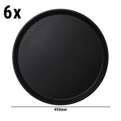 (6 adet) CAMBRO | CAMTREAD® - Fiberglas tepsi - yuvarlak - ø 450mm - yüksek profil - siyah