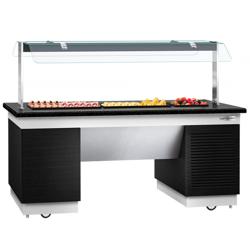 Gekoeld buffet DUBLIN - 2000mm - met koelplaat - op zwenkwielen - Zwart