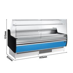 Banco gastronomia professionale - 1935x953mm - Ventilata - 213 L - Vetro dritto - con 1 ripiani - servizio assistito - Pannello frontale Hellblau