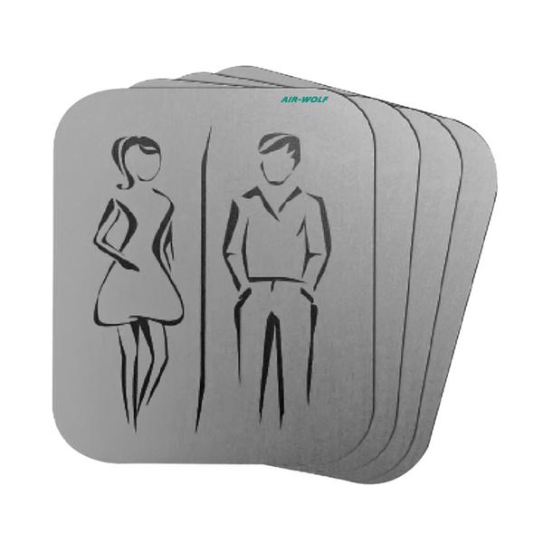 AIR-WOLF | Deurbord "Toilette" - zelfklevend - RVS 