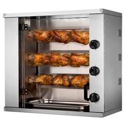 Gazowy mini grill do kurczaka - 10,2 kW - z 3 szpikulcami	dla maksymalnie 9 kurczaków	