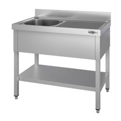 Stół zlewozmywakowy ECO - 1400x600 mm - z półką dolną i 1 zlewem po lewej stronie