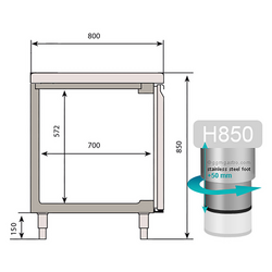 Bakkerij koelwerkbank PREMIUM PLUS - 2185x800mm - met 3 deuren & granieten werkblad