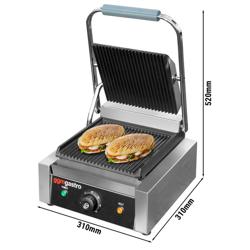 Piastra panini professionale - 2,2kW - piastre: rigate sopra e sotto - Superficie di cottura: 230x230mm