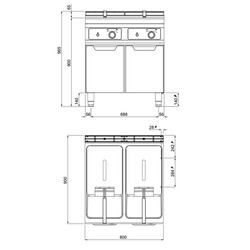 Friteuză electrică - 22 + 22 litri (44 kW) - cu control electronic