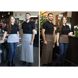 (2 stuks) Bistroschort - jeansoptiek lichtgrijs - lang - B x L: 96 x 84cm