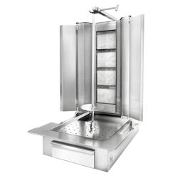 Gas Doner Kebab Grill (Shawarma/Gyros) - 4 Burner - up to 60kg - 13kW - Countertop - incl. 2 splash guards & 2 double doors