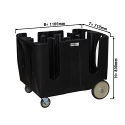 Bordenstapelaar - verrijdbaar - onverwarmd - voor Ø180-325mm borden - 180-400 borden - 1100x710x800mm - zwart granieten werkblad