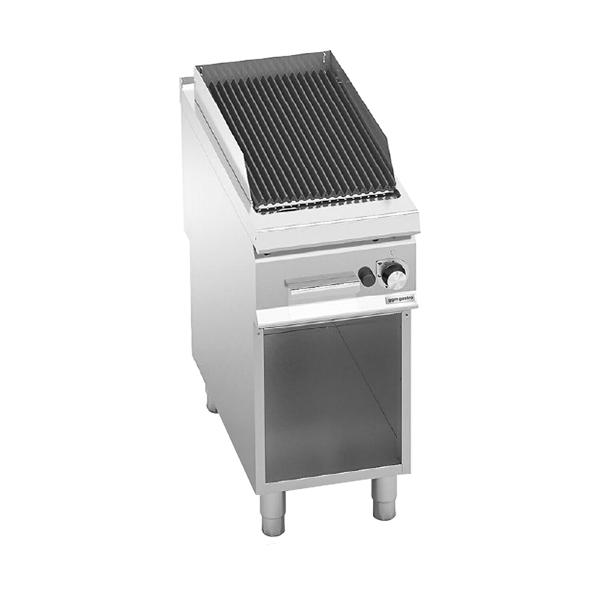 Gas lavasteengrill - 9,0kW - 400mm - RVS - Gietijzeren rooster - Staand model - incl. onderstel