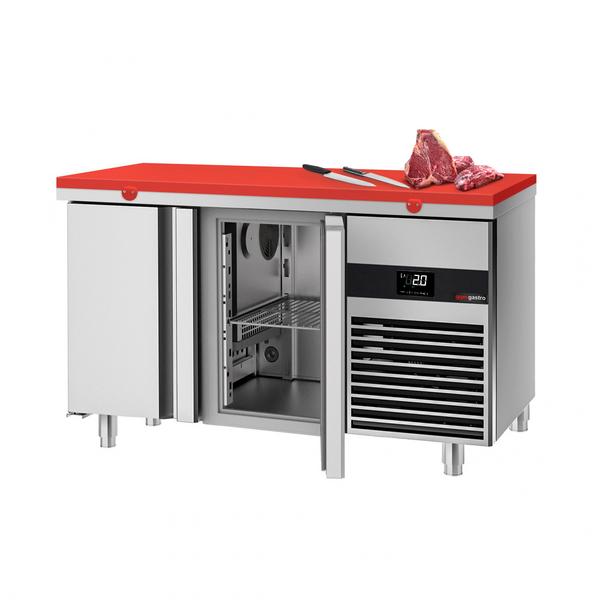 Koelwerkbank PREMIUM - 1400x700mm - met 2 deuren - met snijplaat rood