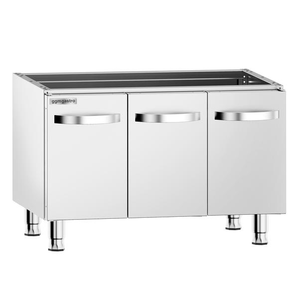 Onderstel - 900x600x(H)600mm - RVS AISI 304 | met 3 deur(en) | in hoogte verstelbare voeten | 4-zijdig gesloten - passend voor GHK9636HP & GHK9636