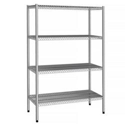 Scaffale in acciaio inox - 1230x1800mm - Profondità: 400mm - con 4 ripiani - Portata: 60kg per ripiano