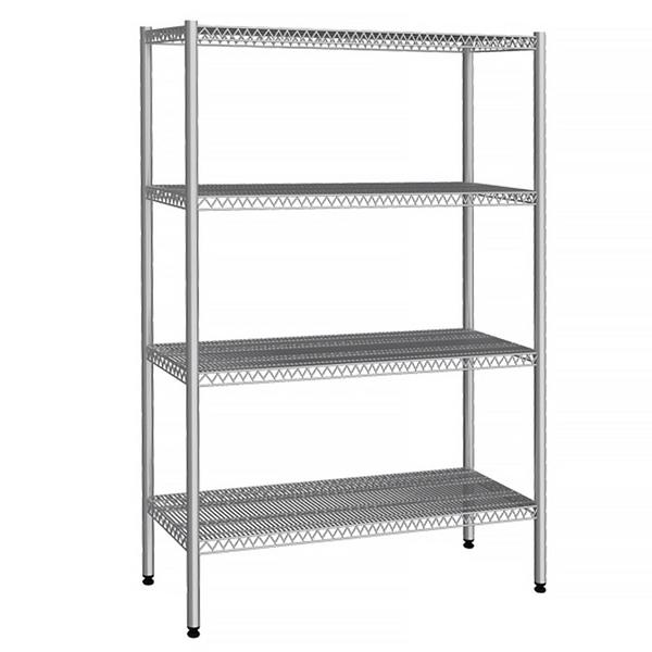 Rostfri hyllställning - 1230x400 mm - Djup: 400 mm - 4 hyllplan - Lastkapacitet: 240 kg